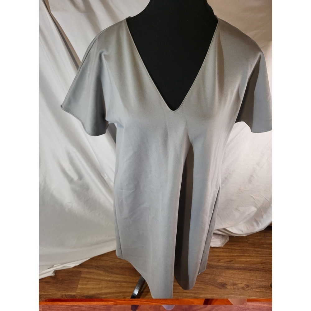 Adolfo Dominguez Grey Midi Dress with V-Neck